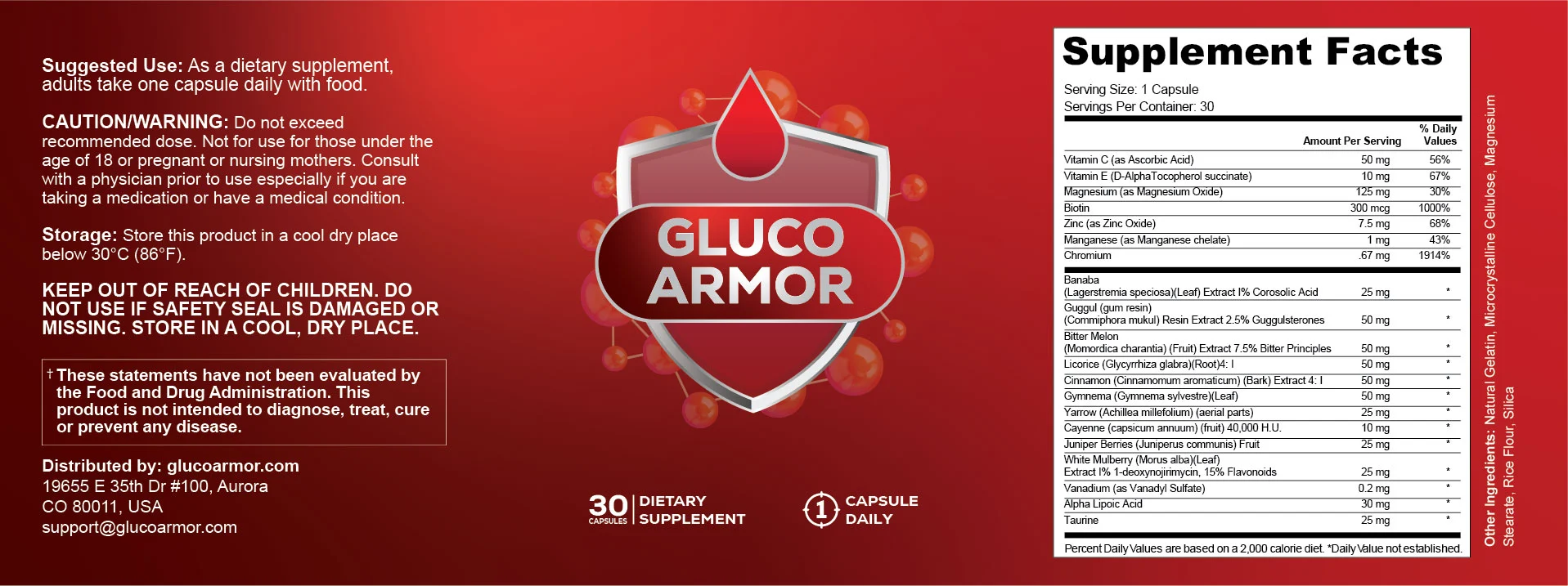 Gluco-Armor-Supplement-Facts