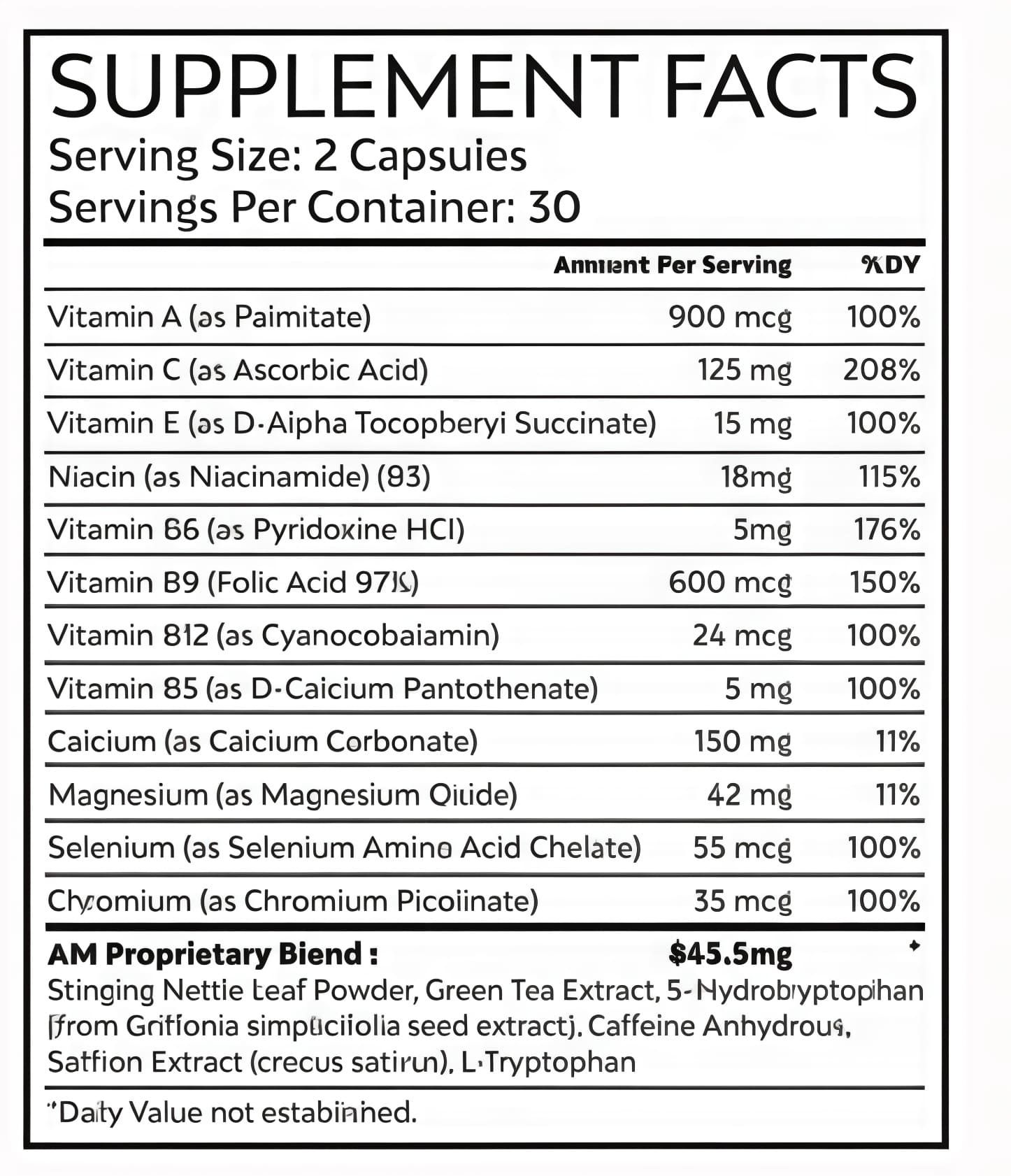 SeroBurn-Supplement Facts